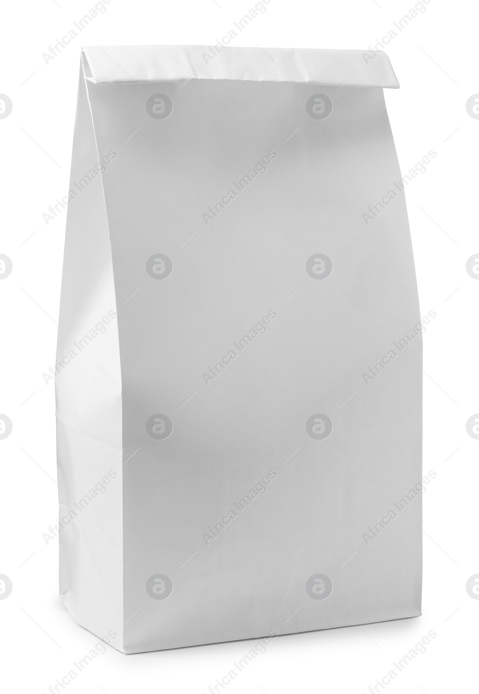 Photo of Closed paper grocery bag isolated on white
