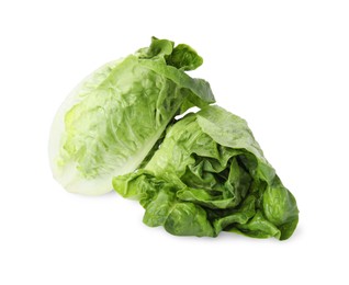 Photo of Fresh green romaine lettuces isolated on white