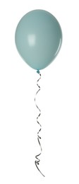 Light blue balloon with ribbon isolated on white