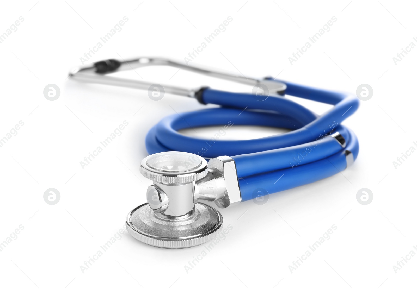 Photo of Stethoscope on white background. Professional medical device