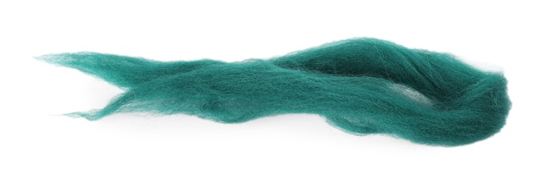 One green felting wool isolated on white