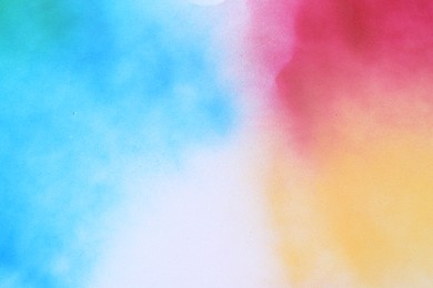 Photo of Texture of abstract spray paint as background, top view