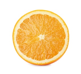 Photo of Slice of ripe orange isolated on white