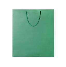 One green shopping bag isolated on white