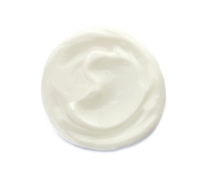 Photo of Yummy yogurt on white background