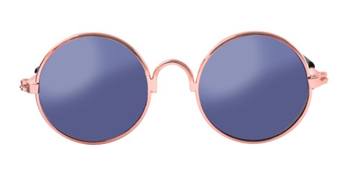 New stylish round sunglasses isolated on white