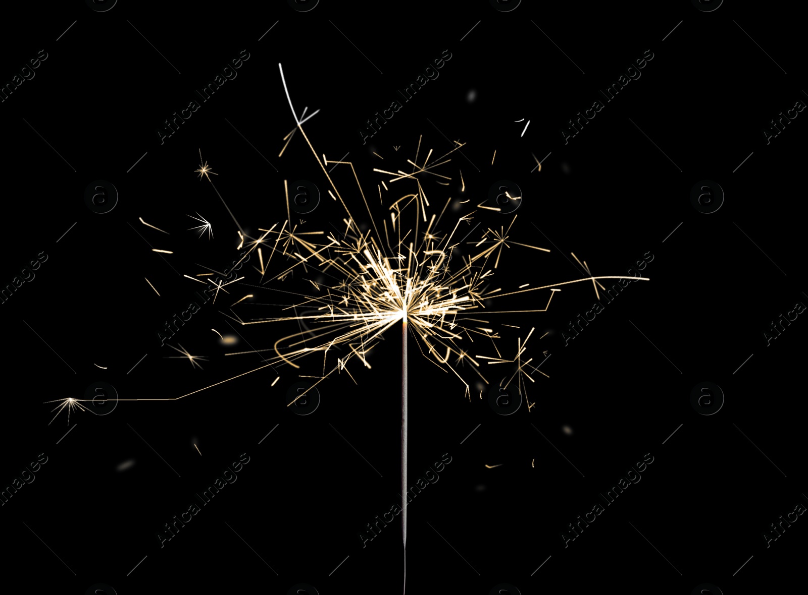 Image of Beautiful sparkler burning on black background. Party decor