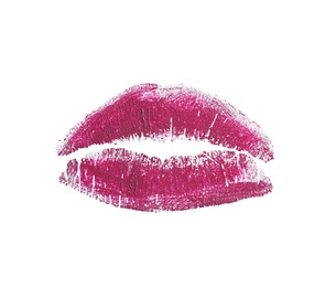 Photo of Lipstick kiss mark, isolated on white