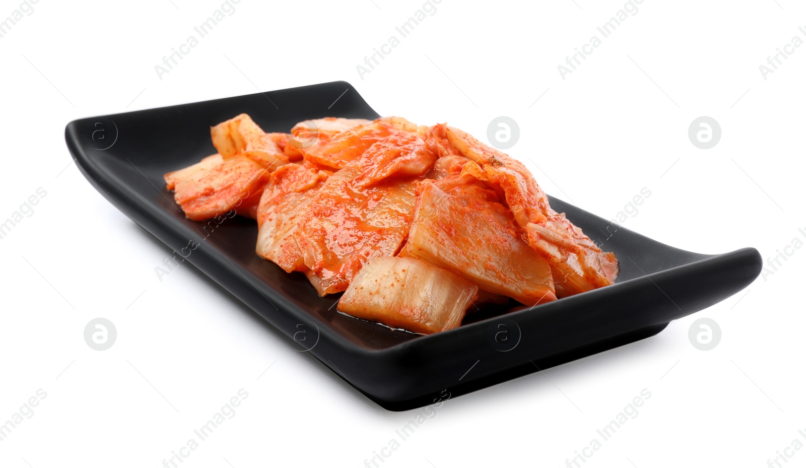 Photo of Delicious kimchi with Chinese cabbage isolated on white