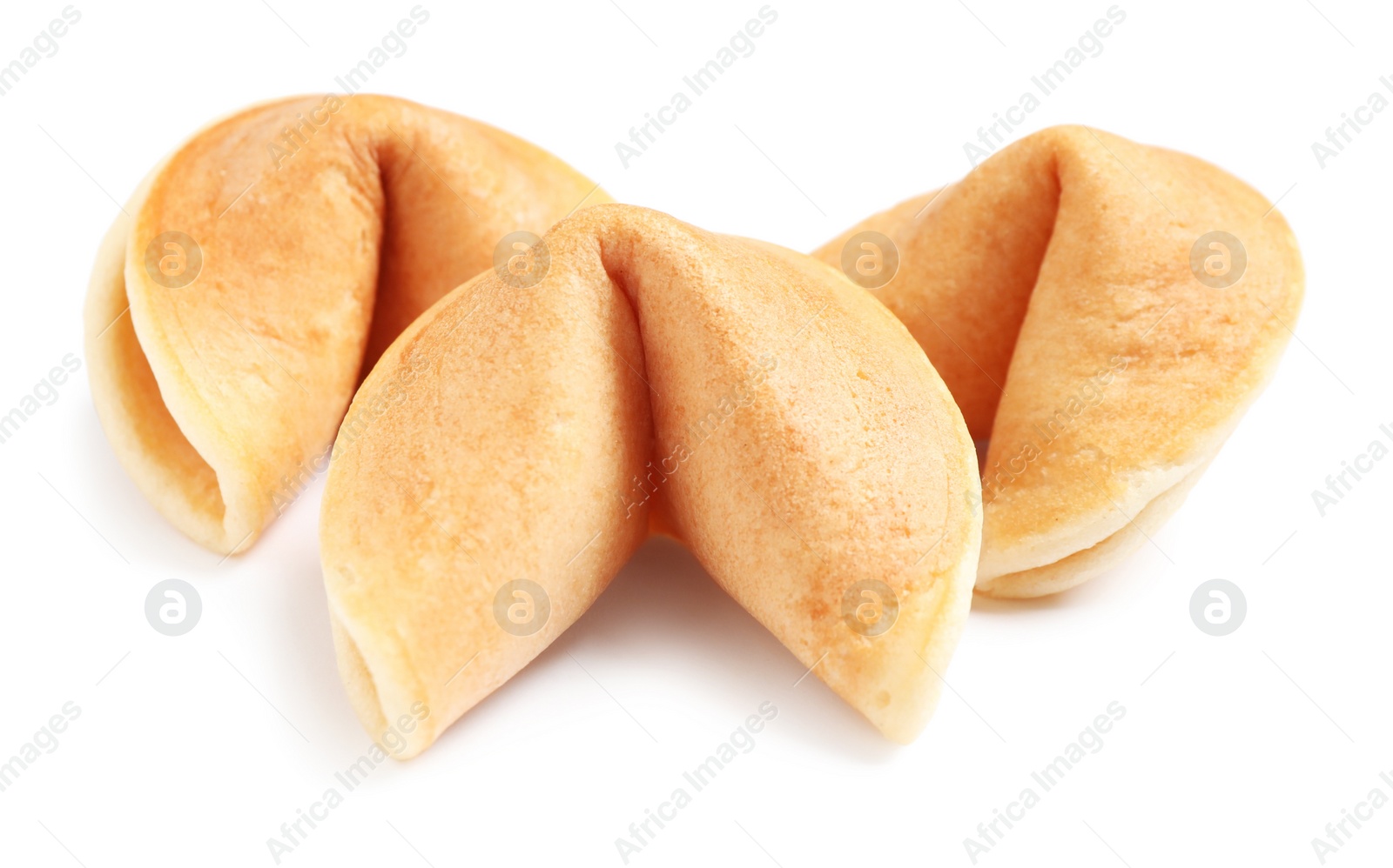 Photo of Tasty traditional fortune cookies on white background