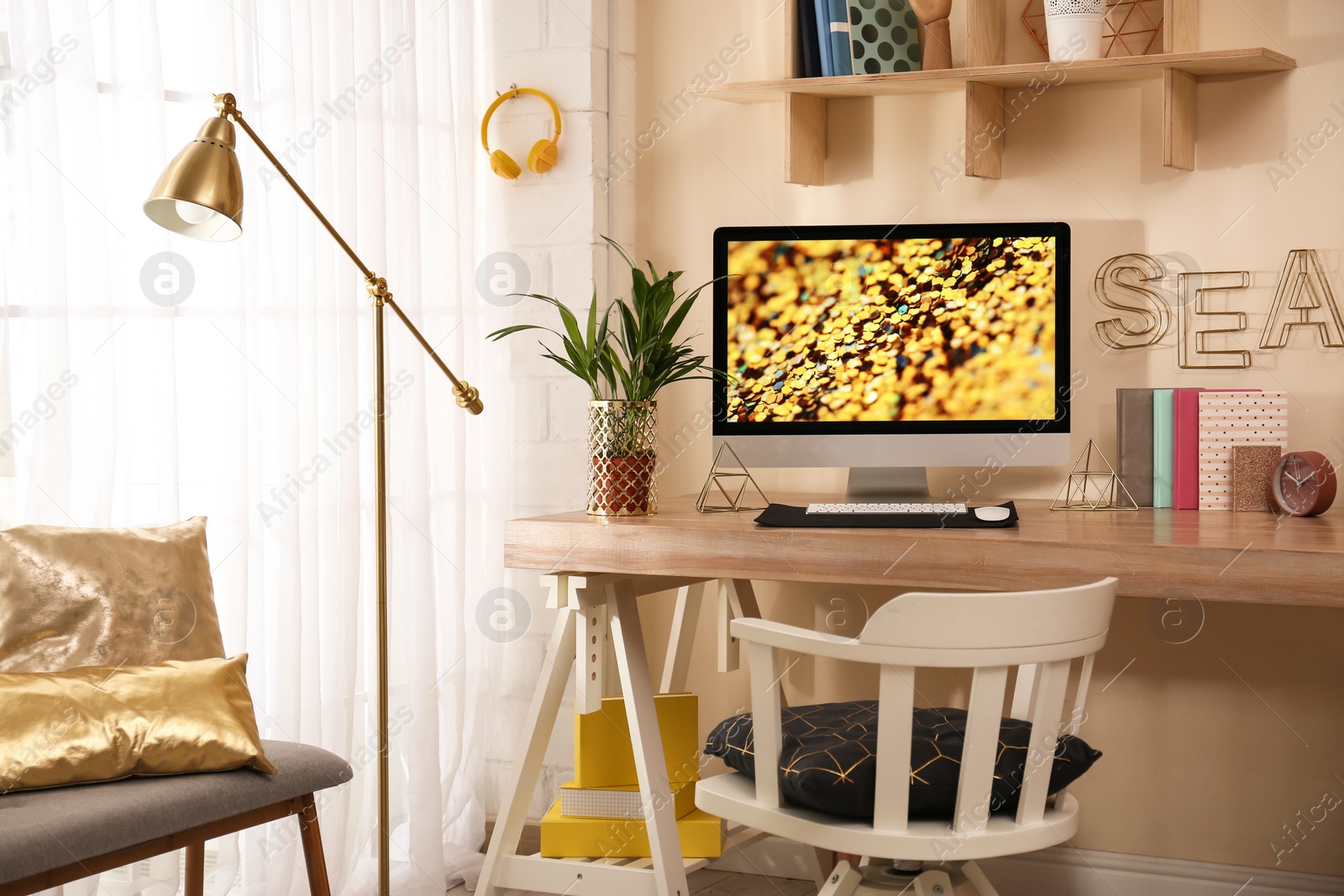 Photo of Comfortable workplace with modern computer at home