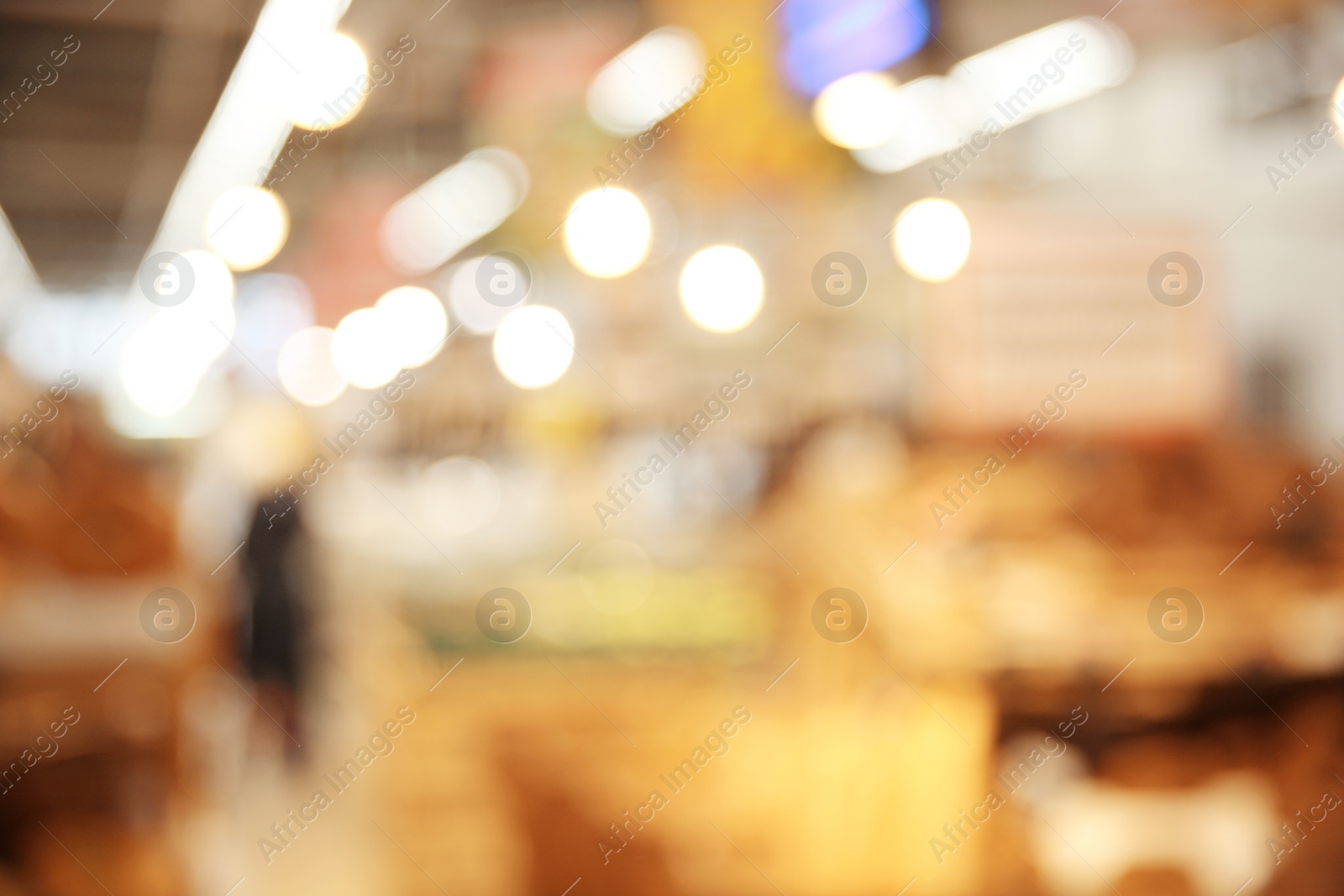 Photo of Blurred view of modern supermarket interior