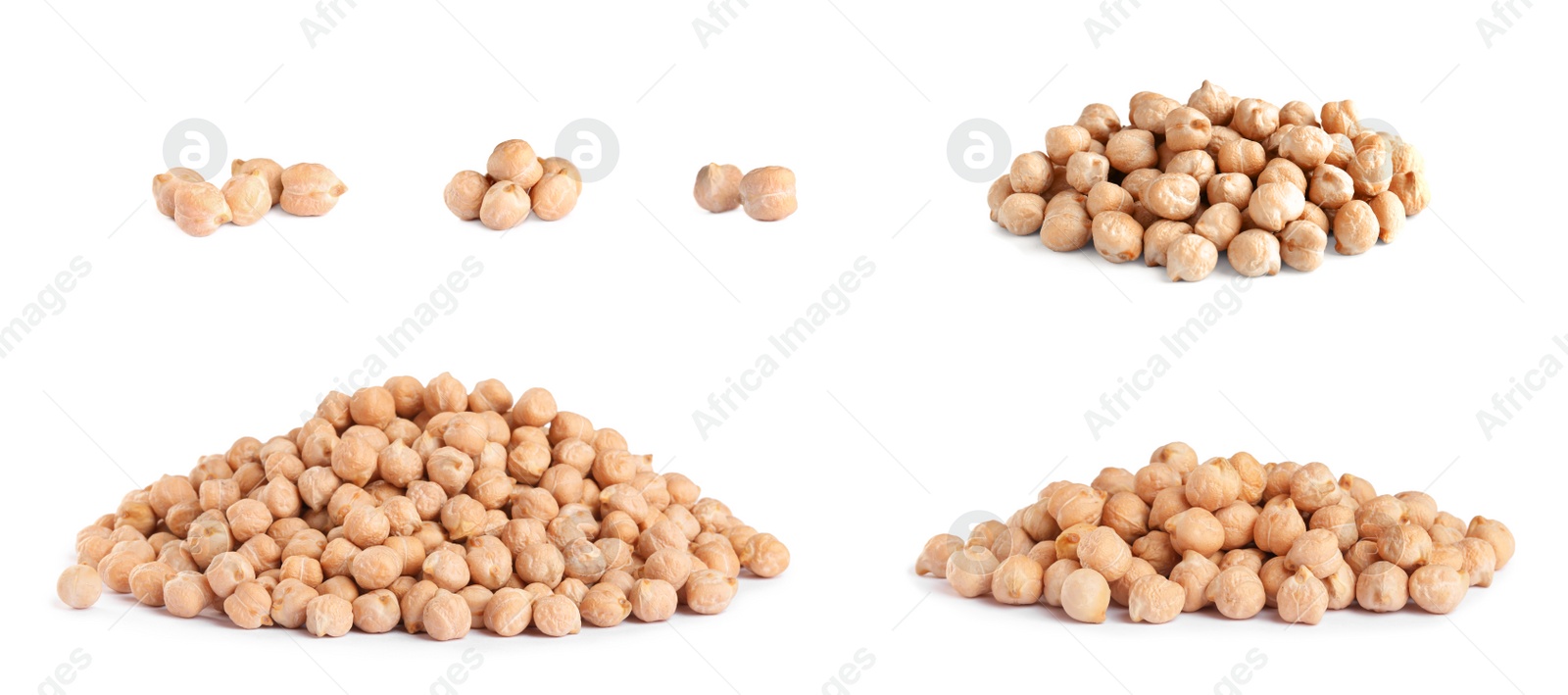 Image of Set with raw chickpeas on white background. Banner design 