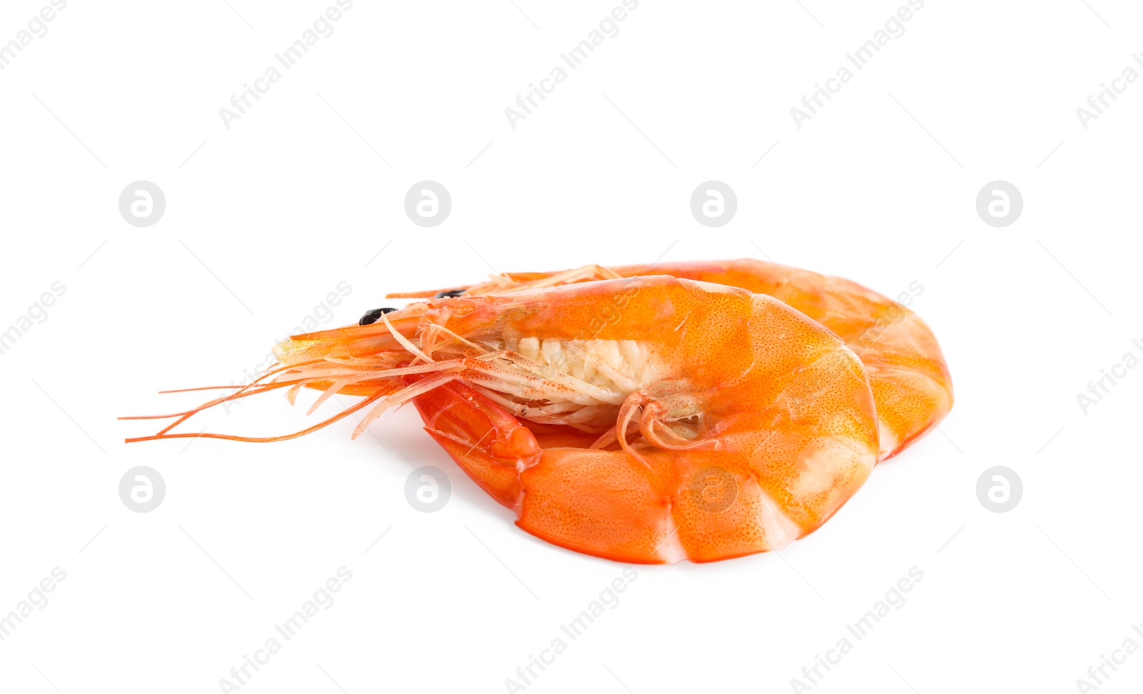 Photo of Delicious cooked whole shrimps isolated on white