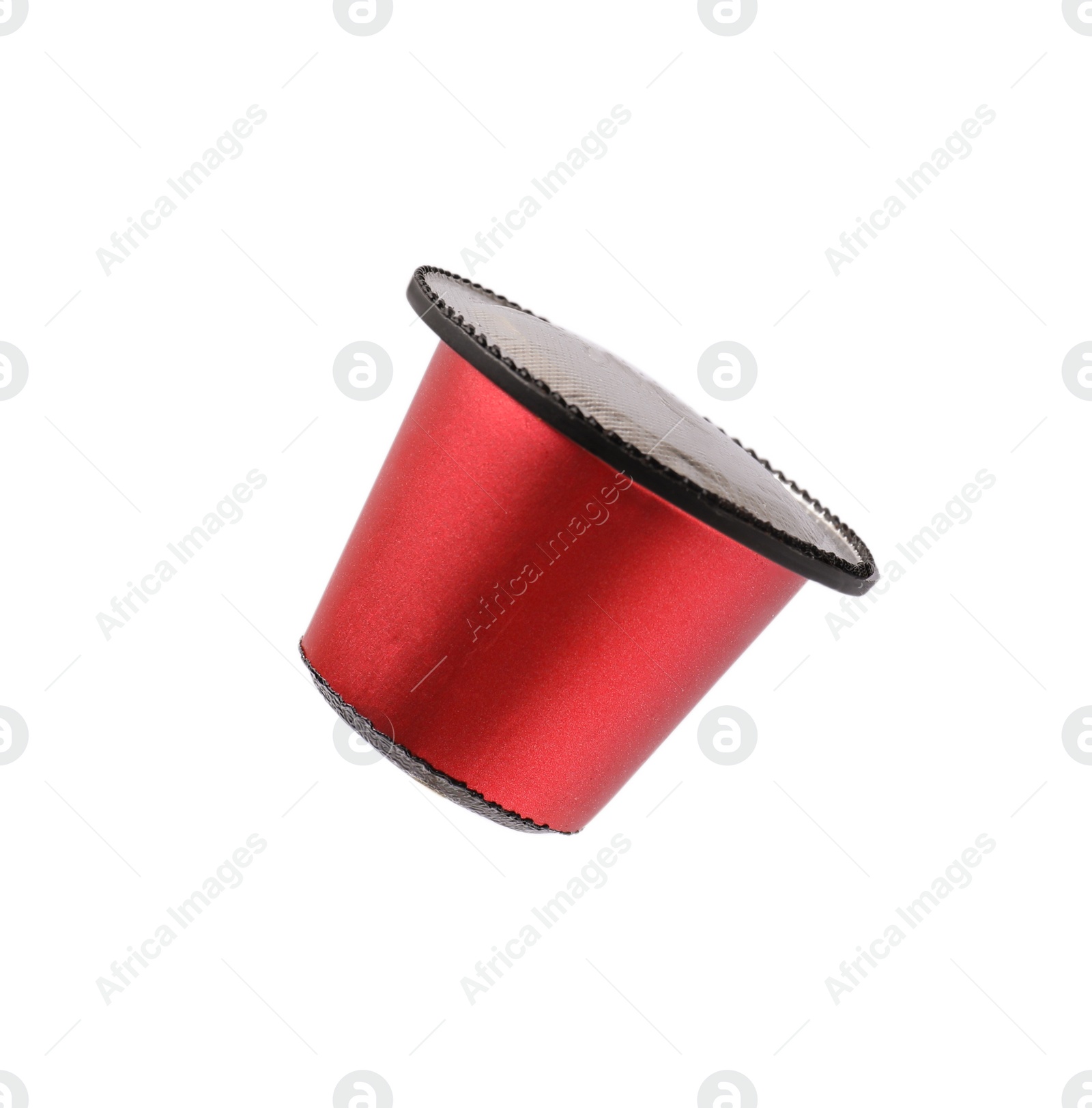 Photo of One plastic coffee capsule isolated on white