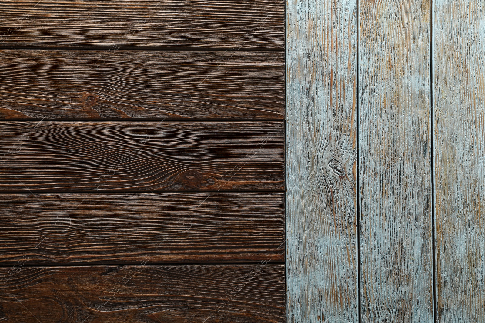 Photo of Texture of rustic wooden surfaces as background, top view