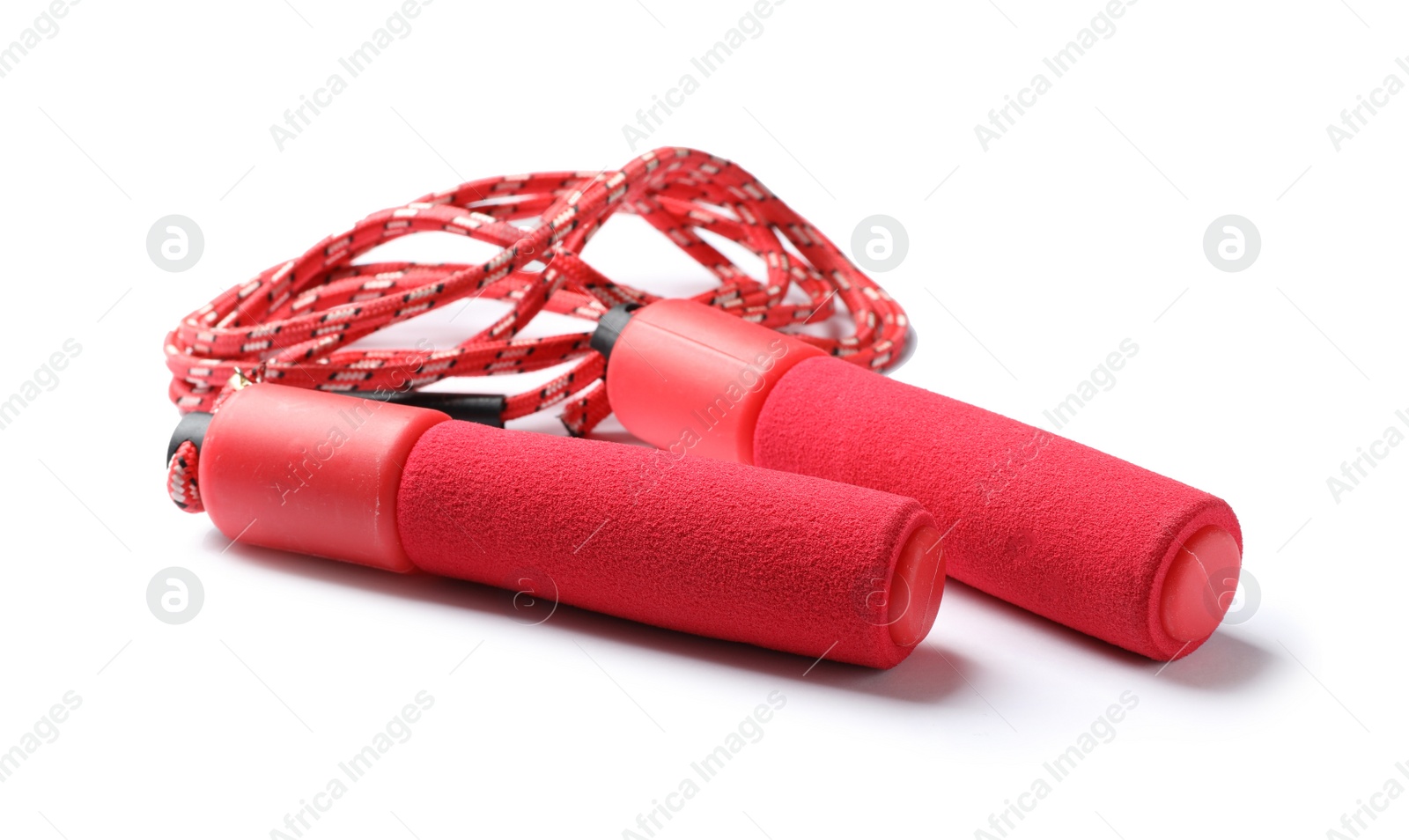 Photo of Jump rope on white background. Sports equipment