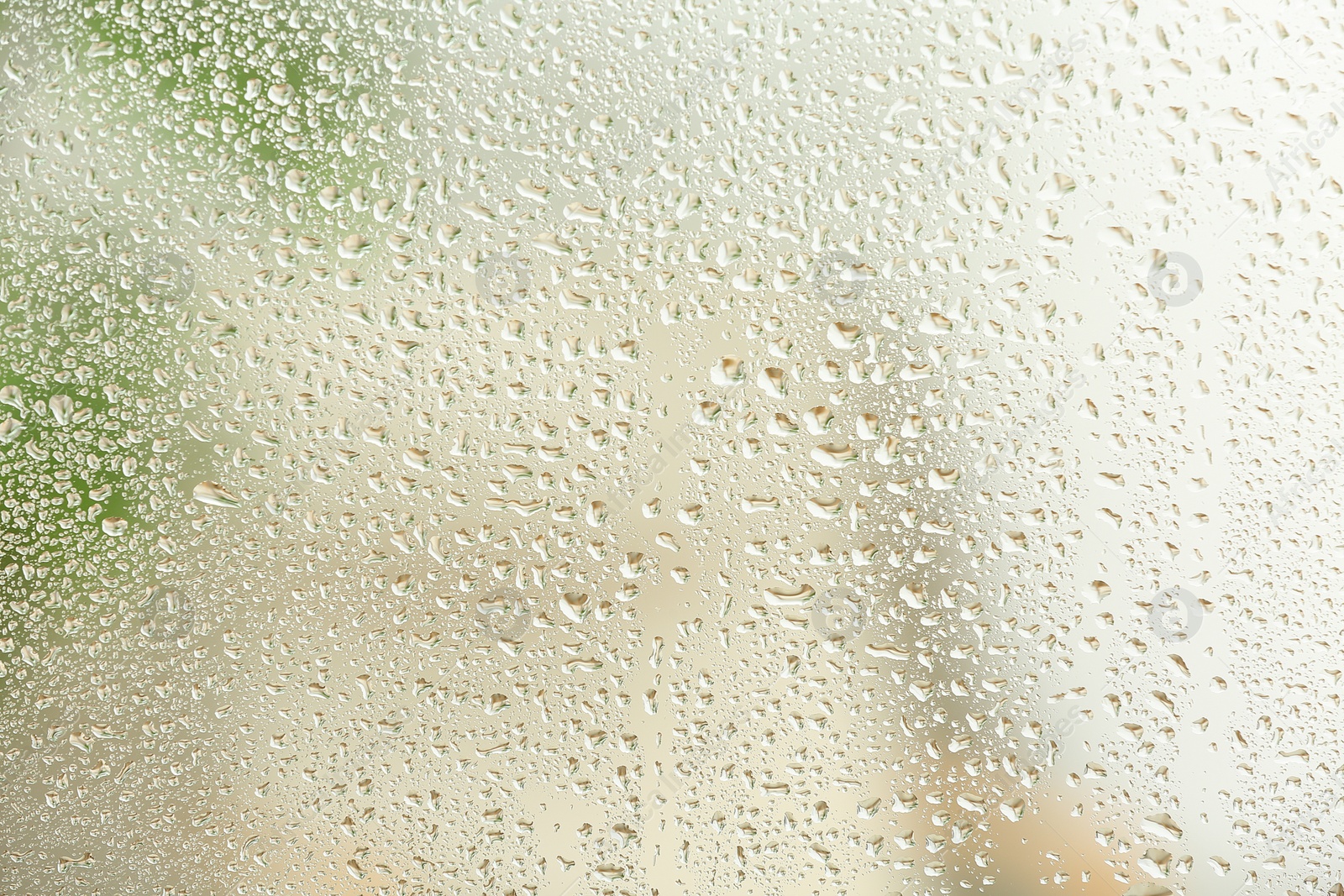 Photo of View of glass with water drops, closeup