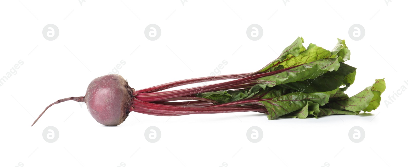 Photo of Raw ripe beet with leaves isolated on white