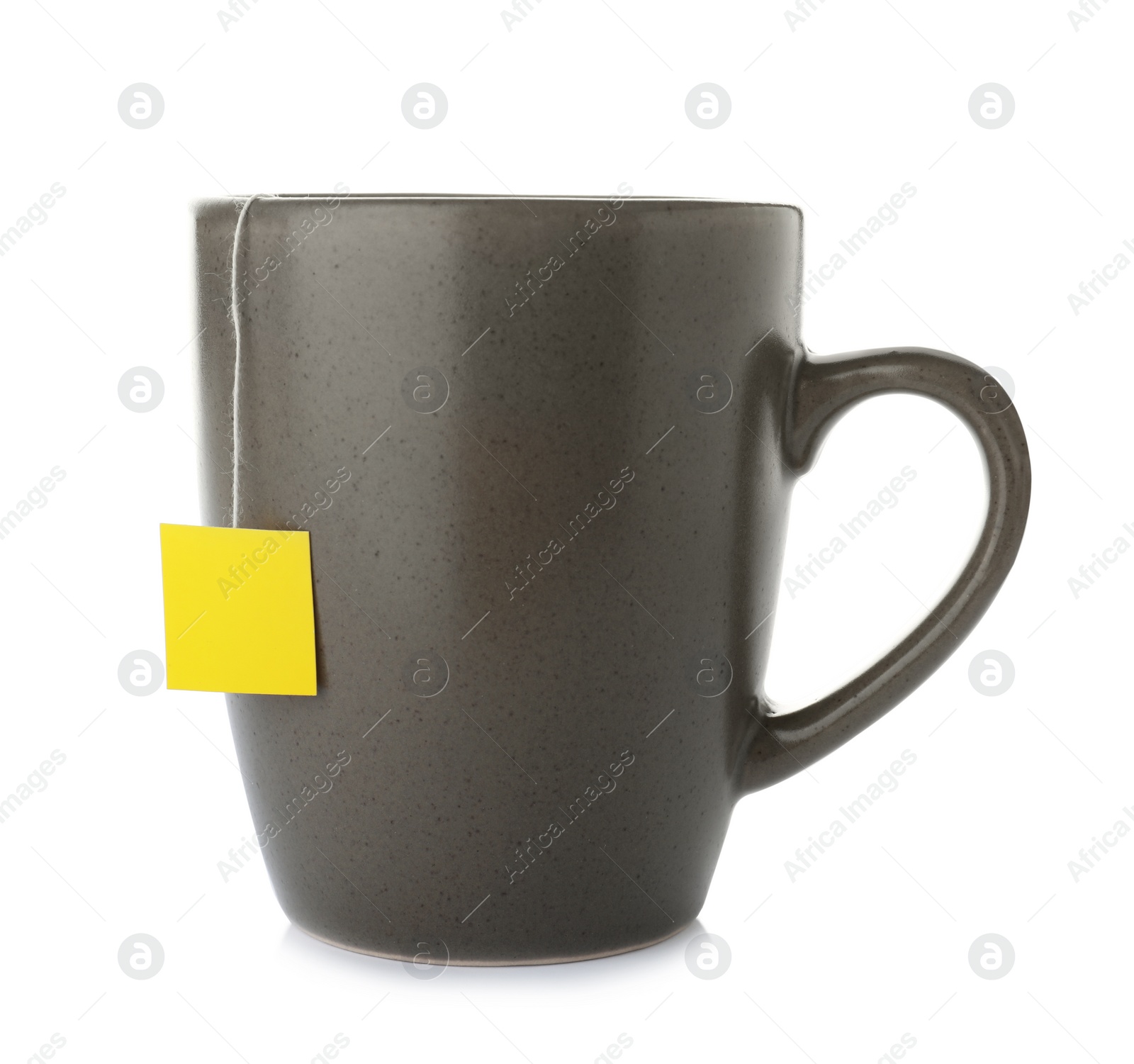 Photo of Cup of tasty tea on white background