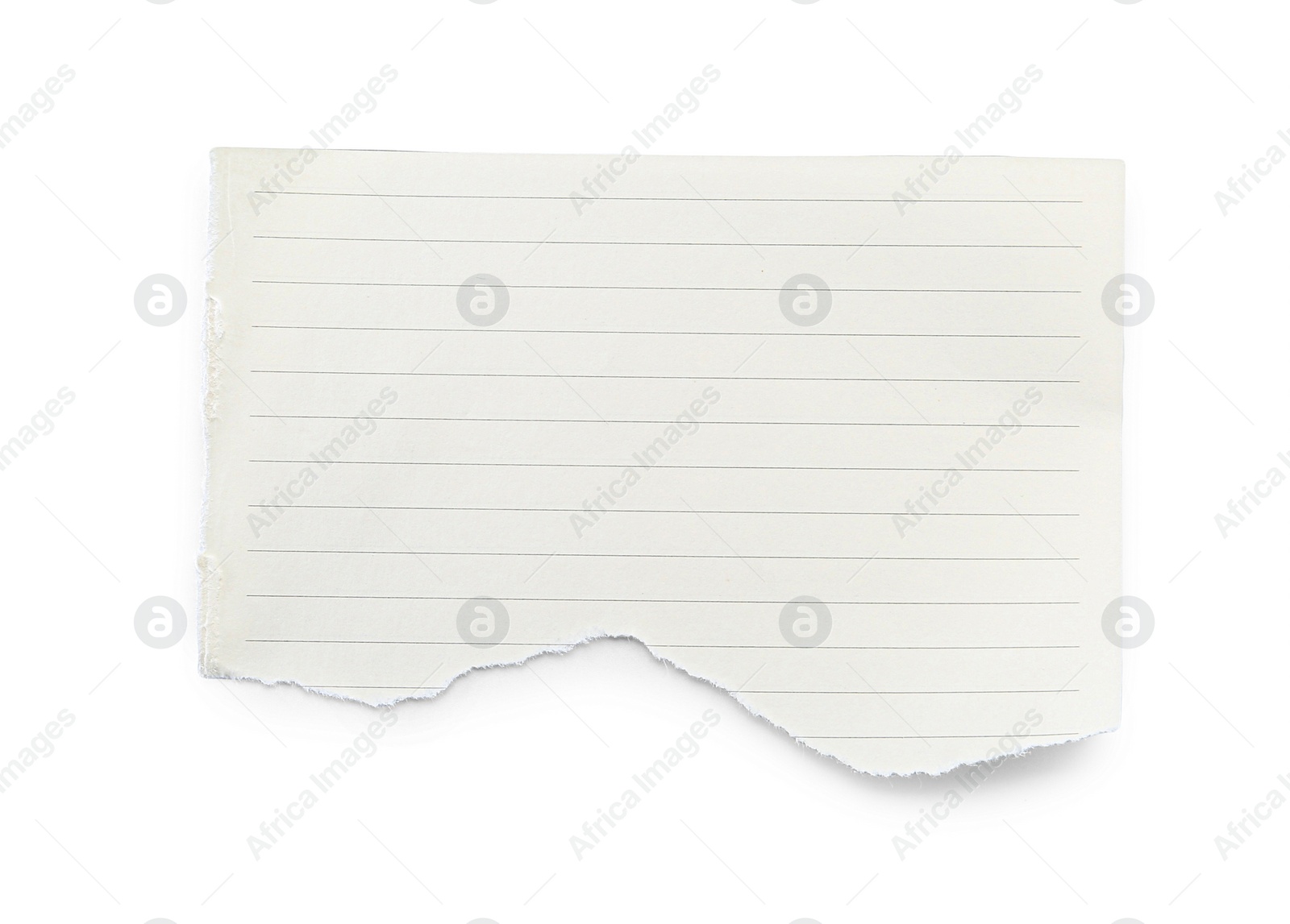 Photo of Piece of lined notebook sheet isolated on white, top view