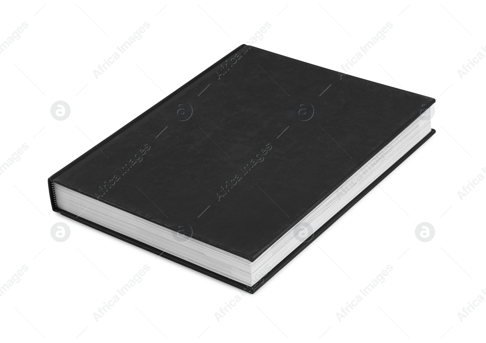 Photo of One closed black hardcover book isolated on white