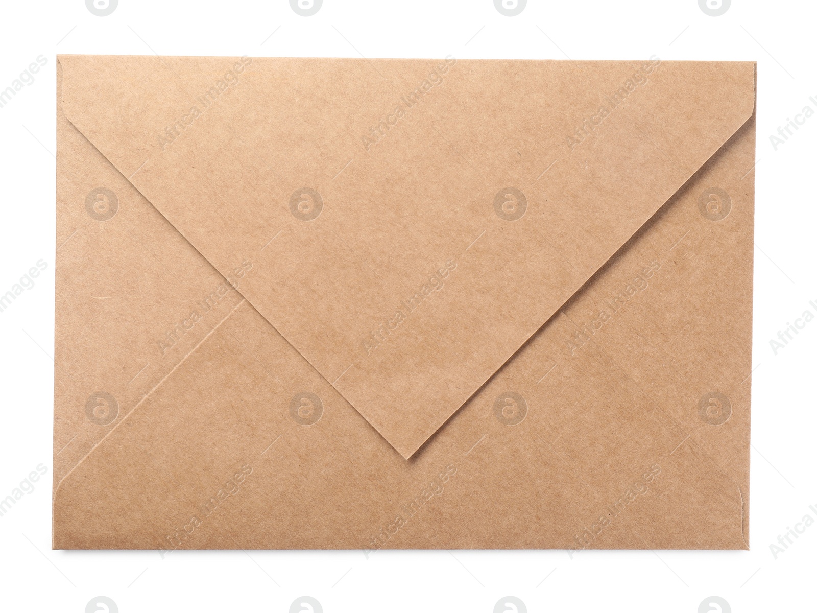 Photo of One kraft letter envelope isolated on white