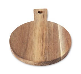 Photo of One wooden cutting board on white background