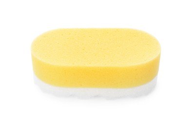 Photo of One new yellow sponge isolated on white