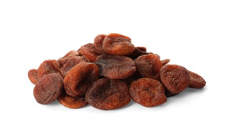 Photo of Tasty dried apricots isolated on white. Healthy snack