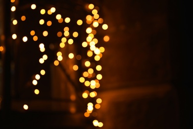 Beautiful street lights at night. Bokeh effect