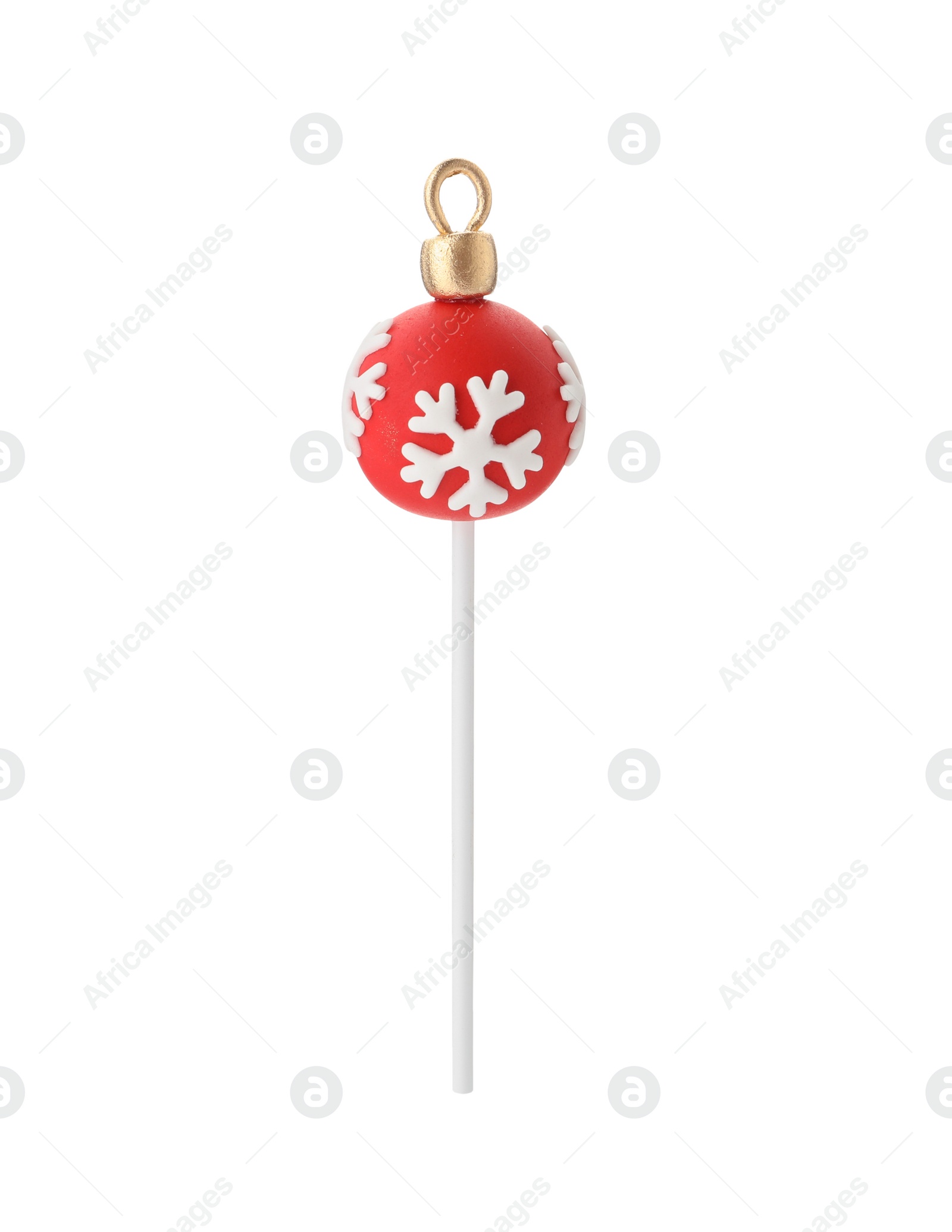 Photo of Delicious Christmas ball cake pop isolated on white