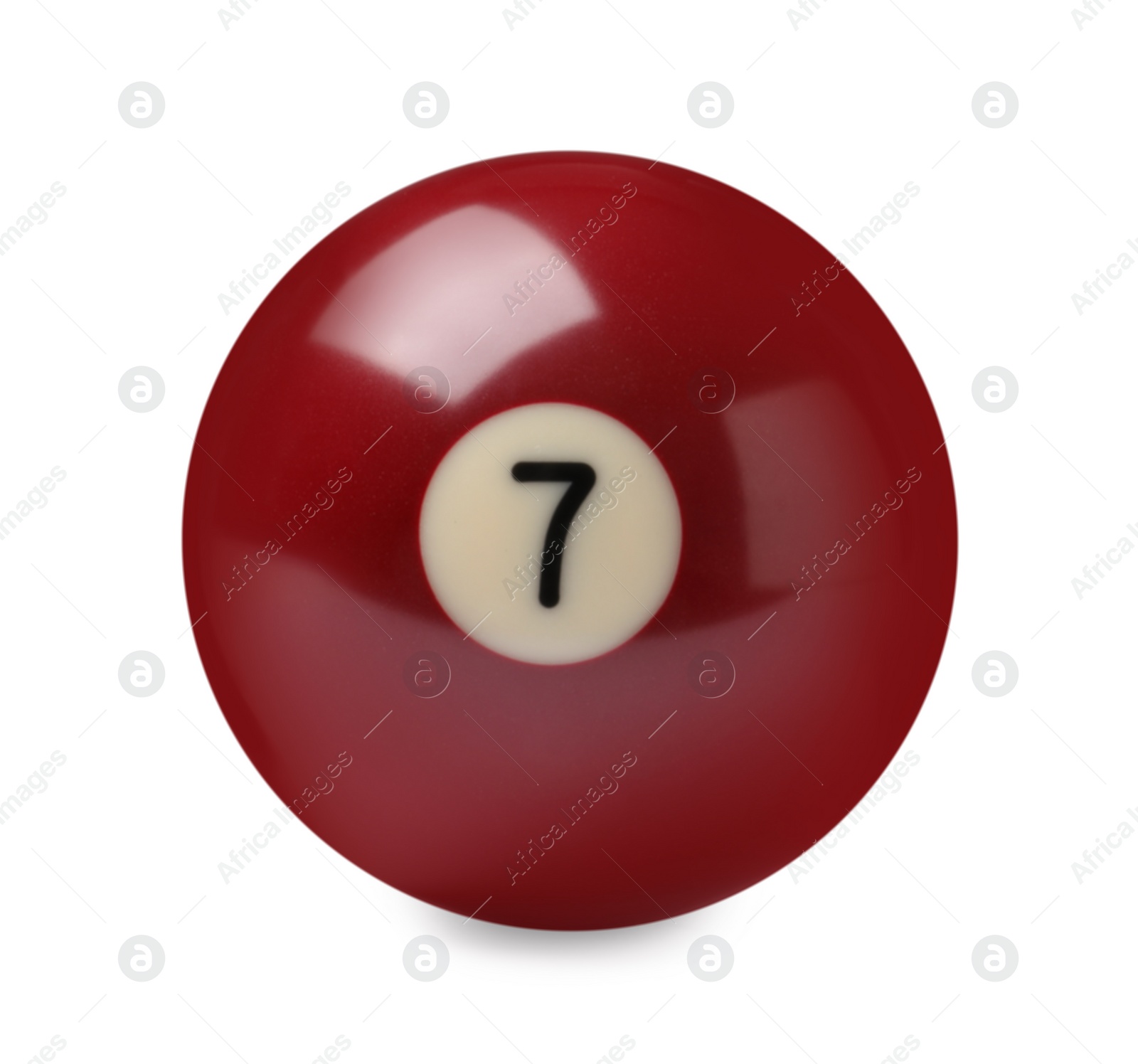 Photo of Billiard ball with number 7 isolated on white