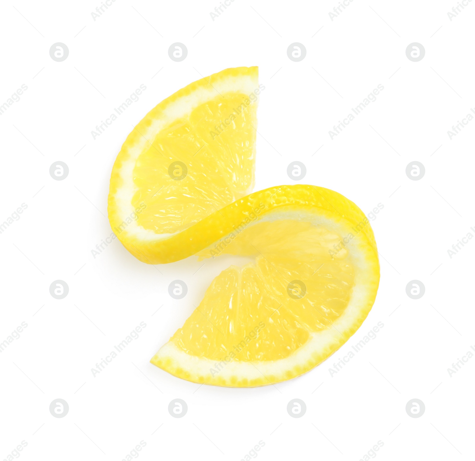 Photo of Fresh ripe lemon slice isolated on white, top view