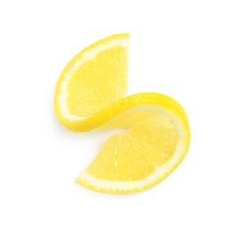 Fresh ripe lemon slice isolated on white, top view