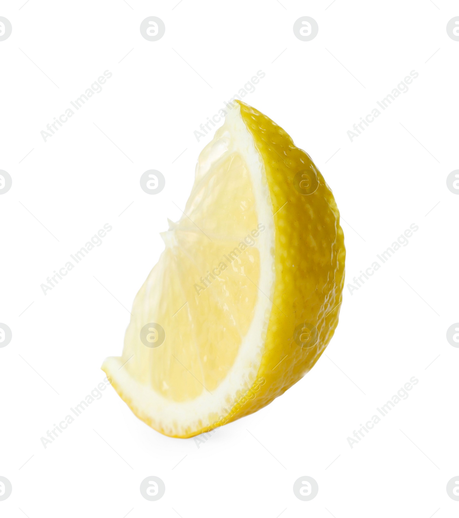 Photo of Slice of fresh lemon isolated on white