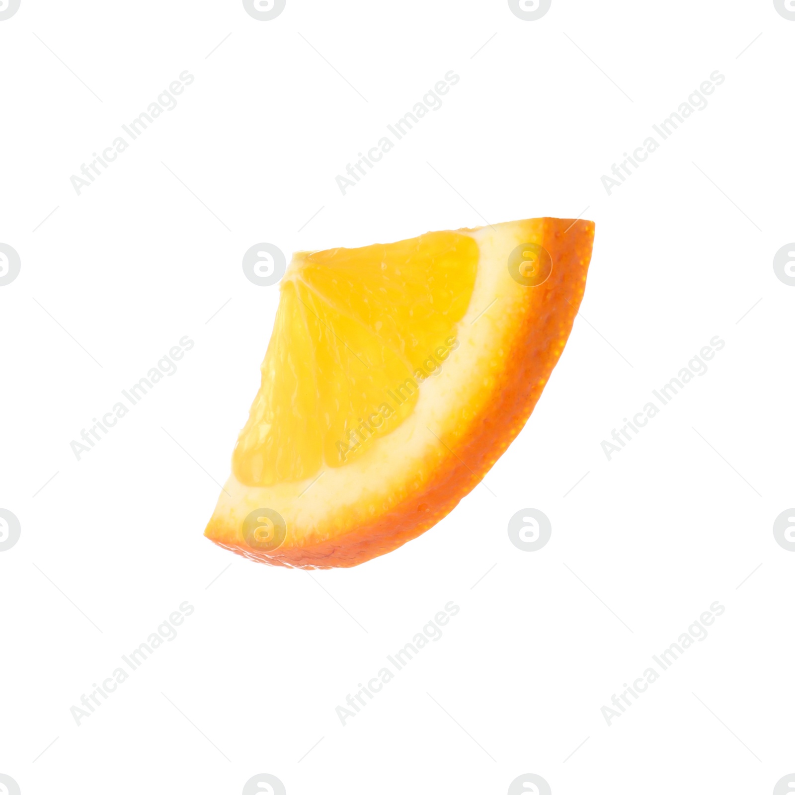 Photo of Slice of ripe orange isolated on white