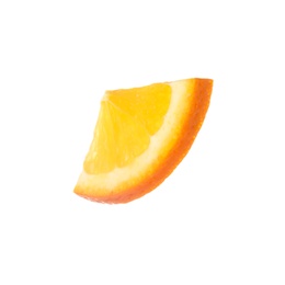 Photo of Slice of ripe orange isolated on white