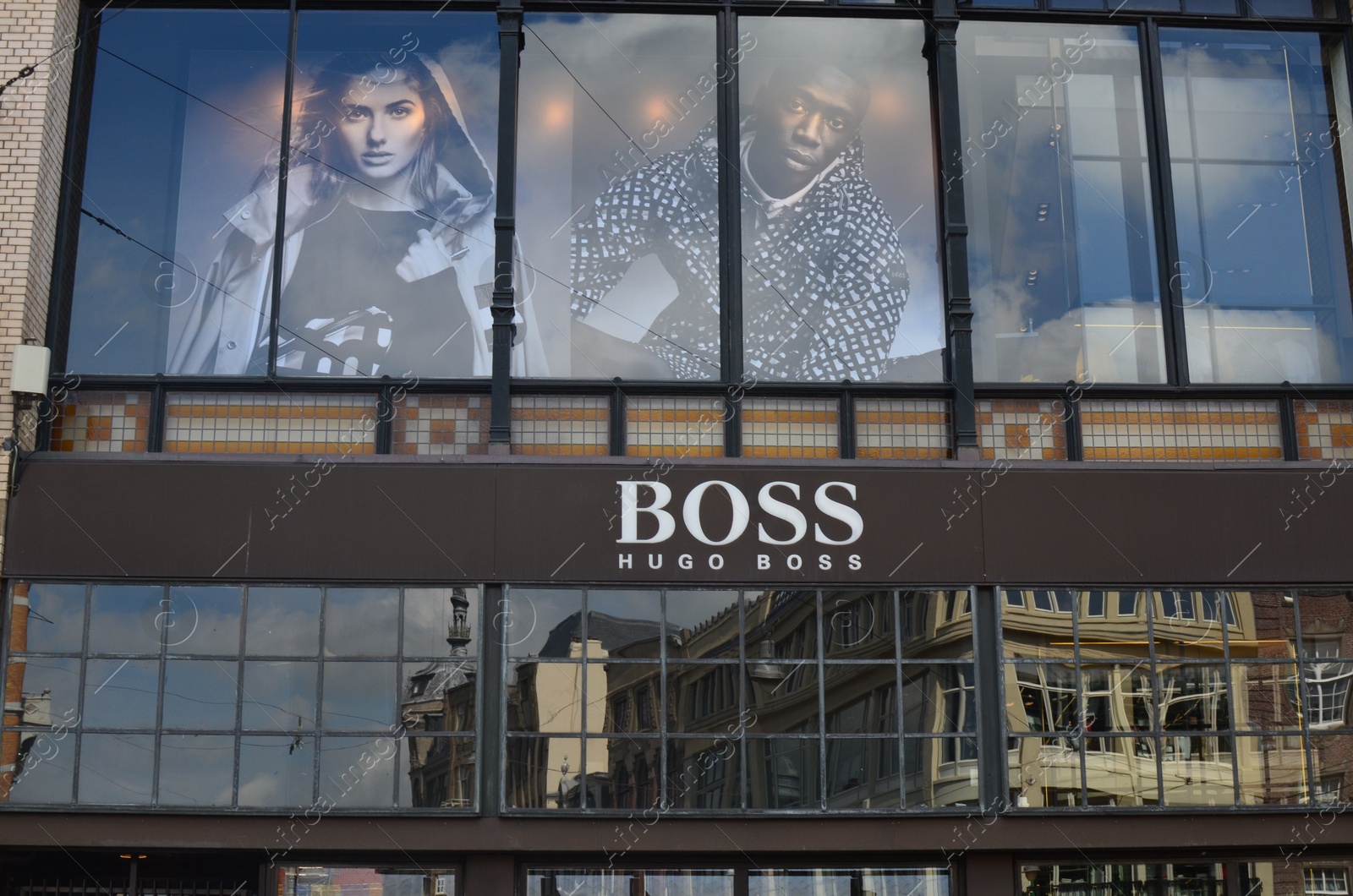 Photo of Amsterdam, Netherlands - June 25, 2022: Facade of Hugo Boss fashion store