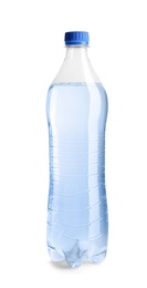 Plastic bottle with water on white background