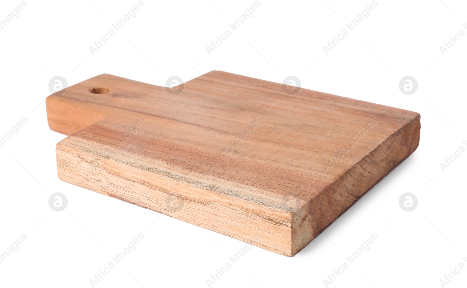 Photo of One wooden cutting board on white background