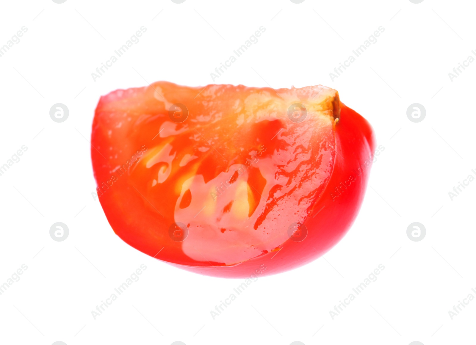 Photo of Cut red cherry tomato on white background