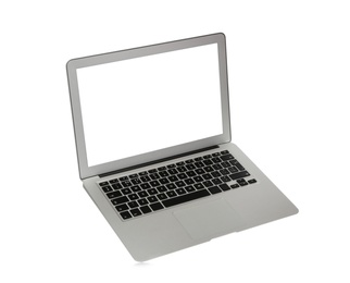 Laptop with blank screen isolated on white. Mockup for design