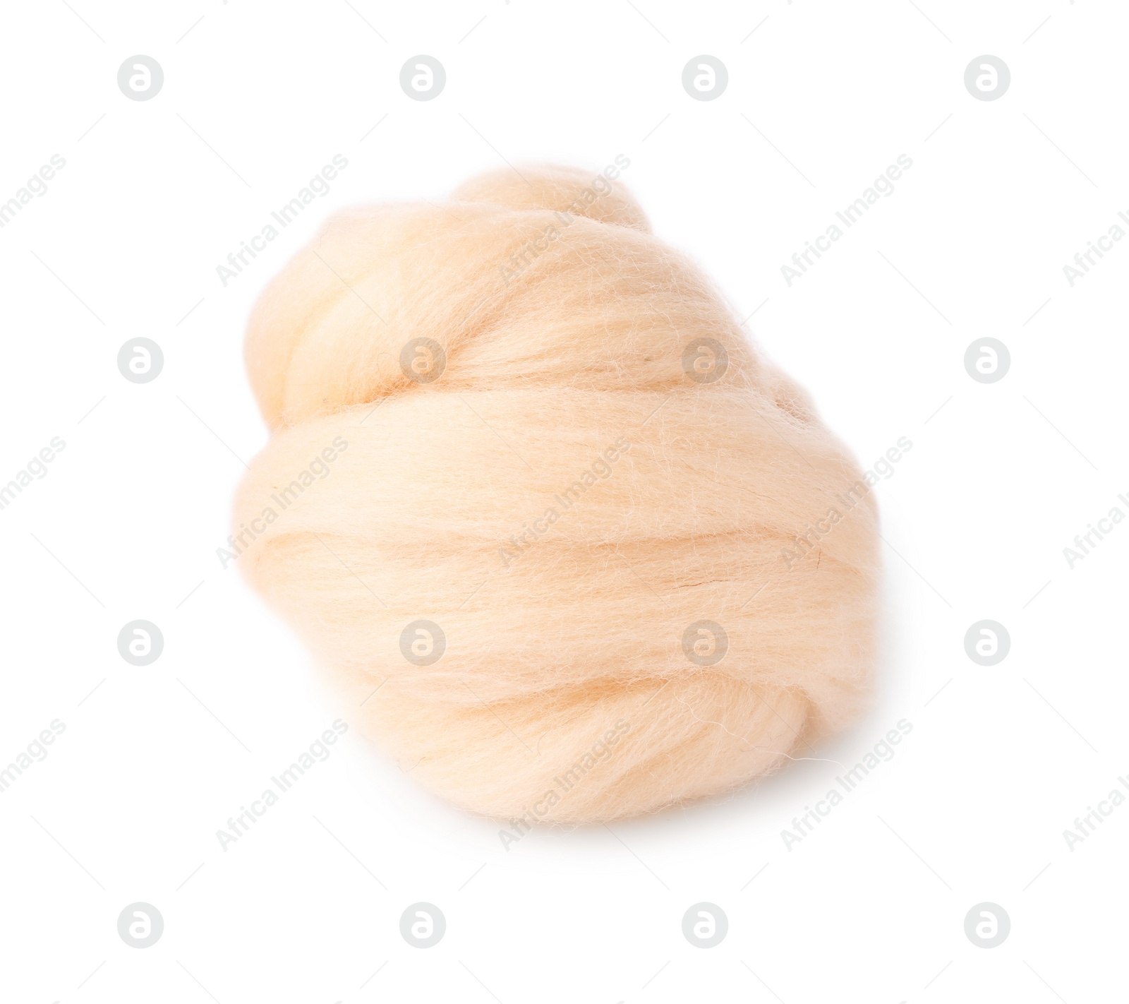 Photo of One beige felting wool isolated on white