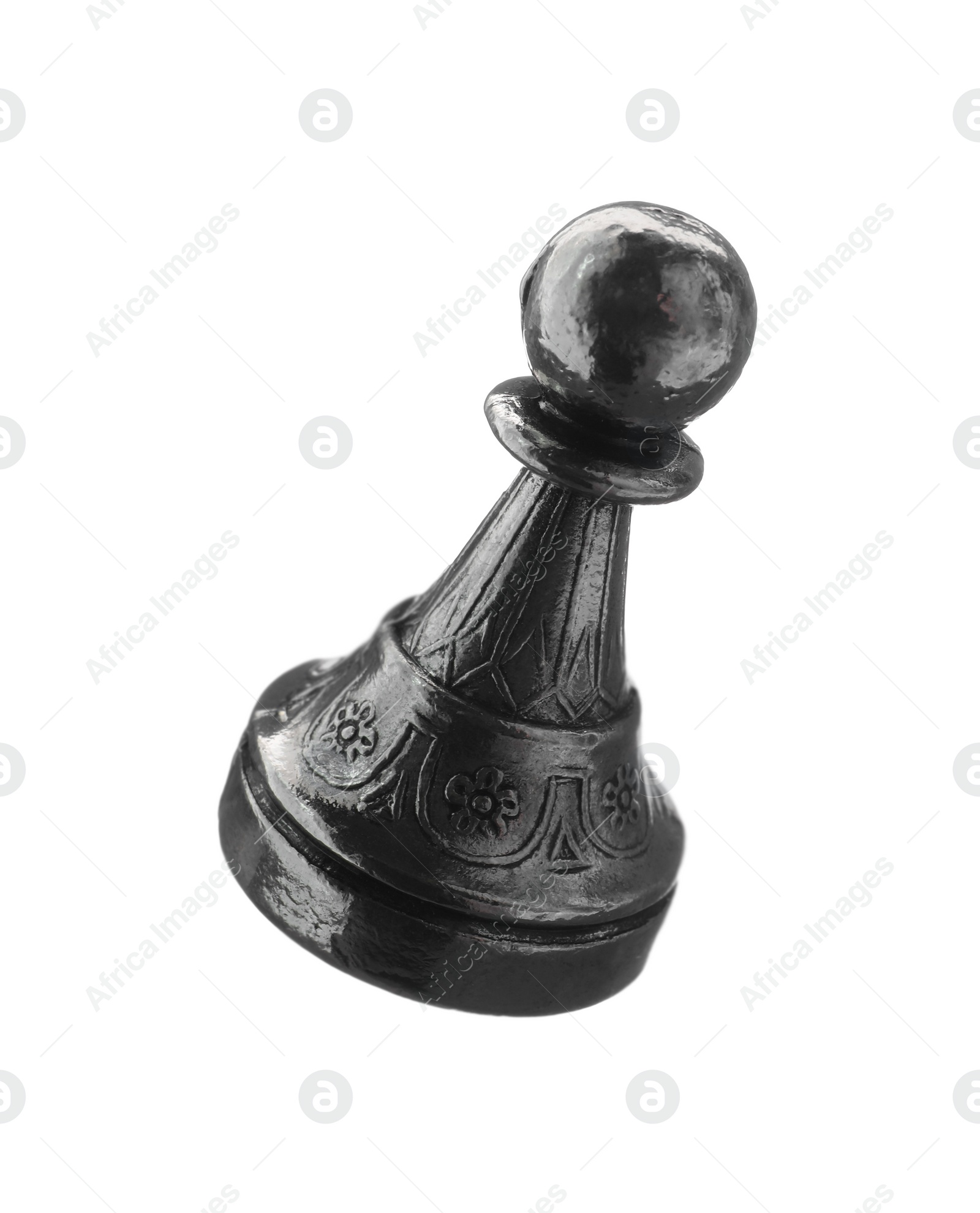 Photo of One black chess pawn isolated on white