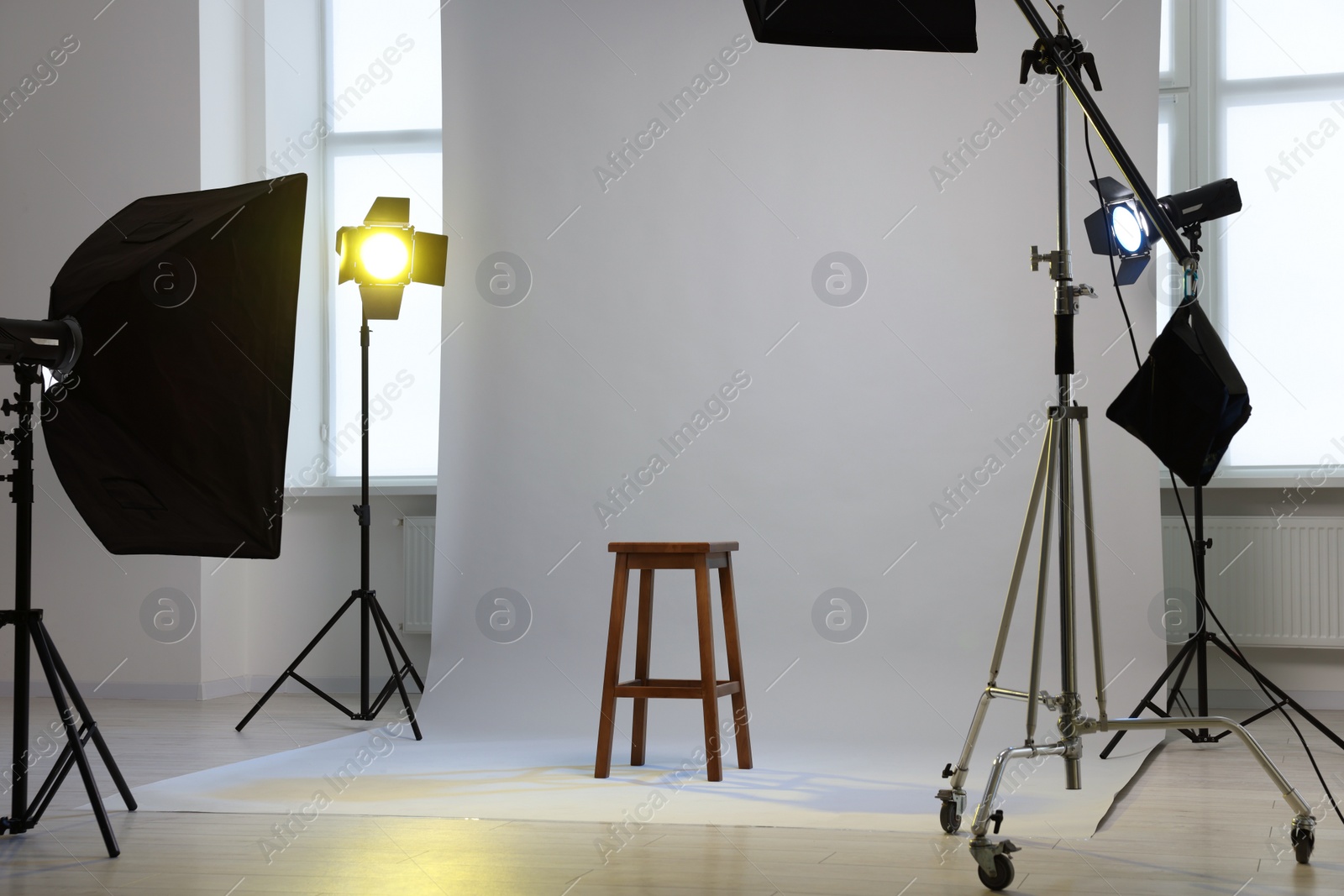 Photo of Stool and different equipment for casting in studio