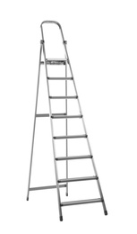 Modern metal stepladder isolated on white. Construction tool