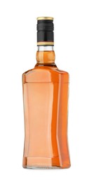 Photo of Bottle of whiskey isolated on white. Alcoholic drink
