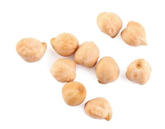 Photo of Pile of chickpeas on white background, top view. Natural food