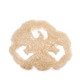 Photo of Loofah sponge isolated on white. Personal hygiene product